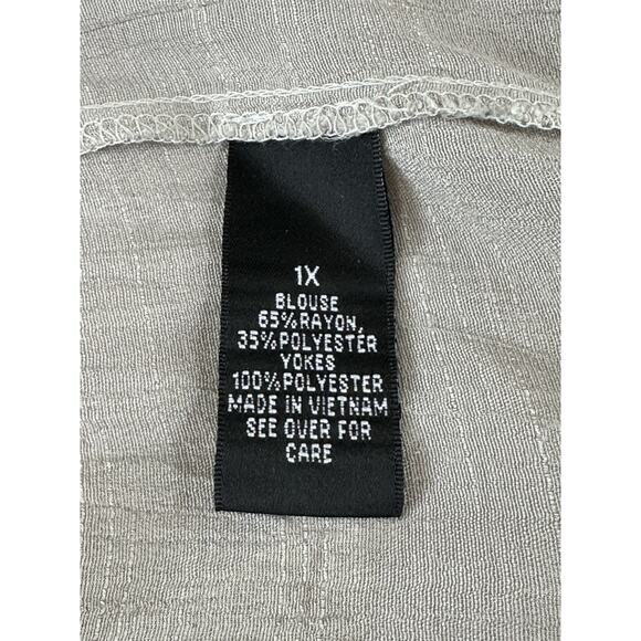 Alex Women’s 1X Tunic Top Sheer Lace Yoke Tan/taupe Boho Beach Lagenlook - Picture 12 of 16